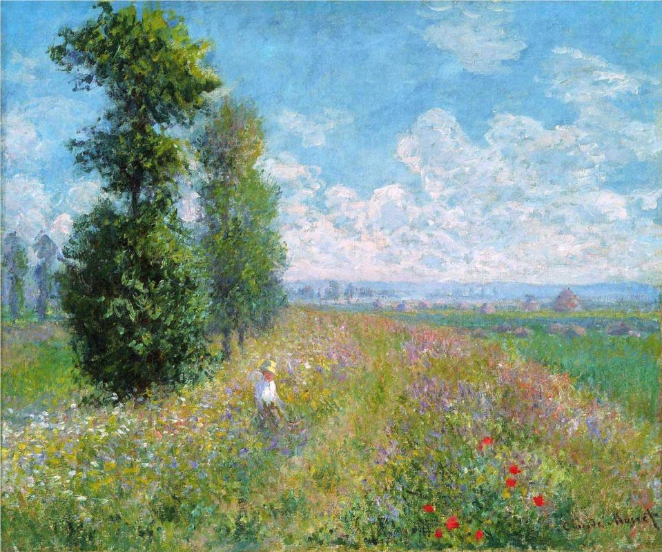 Meadow with Poplars - Claude Monet Paintings